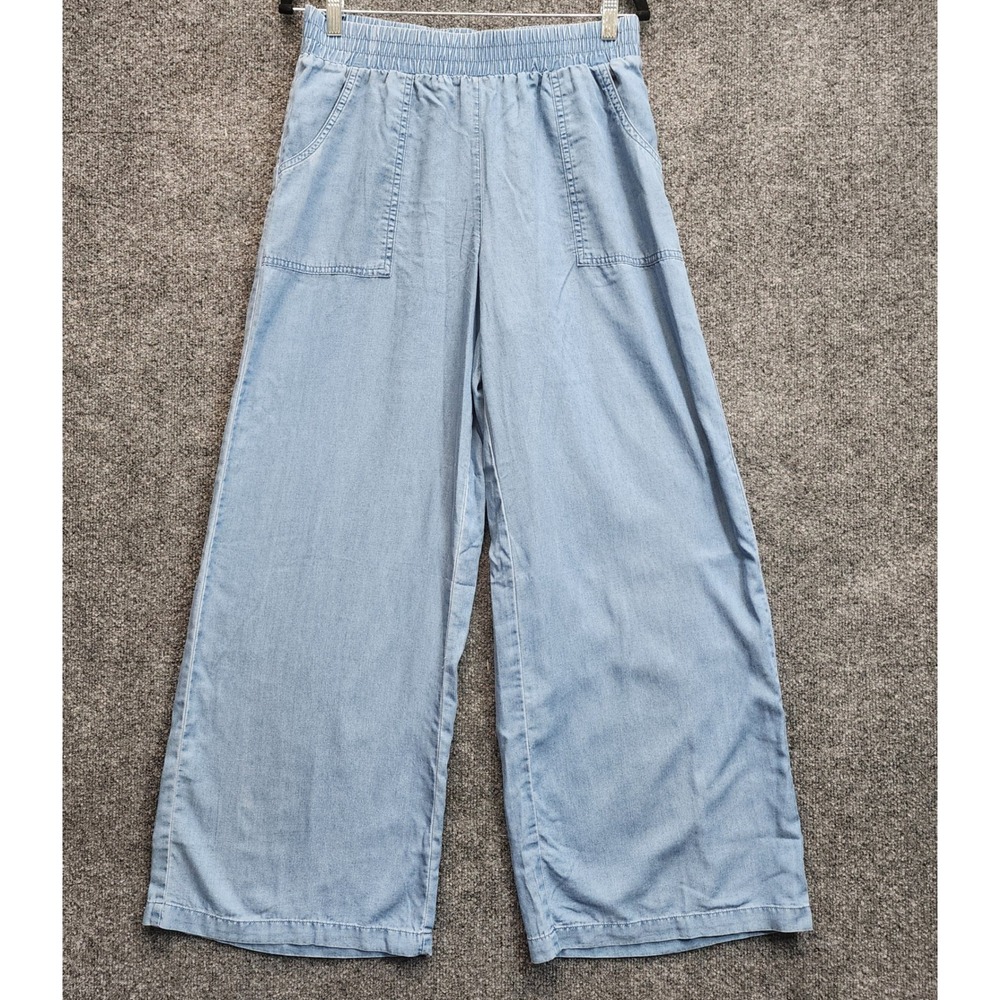 NWT Frye Women's Lyocell Wide Leg Pull On Chambray Pants Elastic Waist Size M